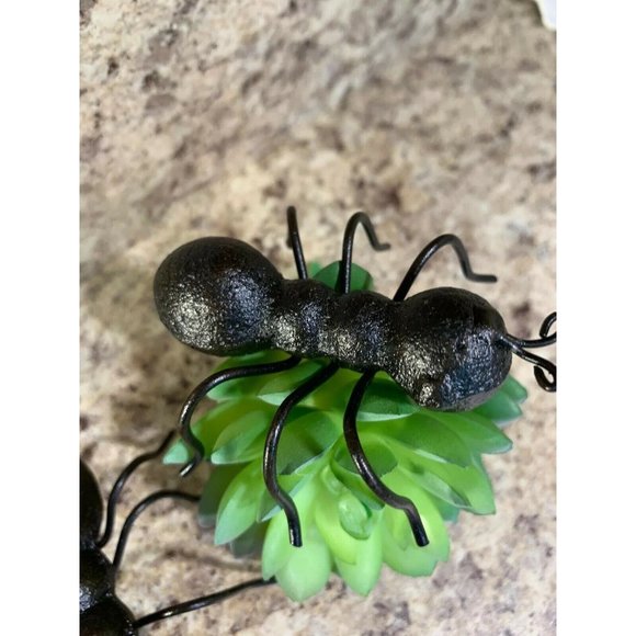 Set of 2 SOLID Metal Yard BLACK ANT WHIMSICAL Garden Decor Home Outdoor HL6 - Picture 5 of 6